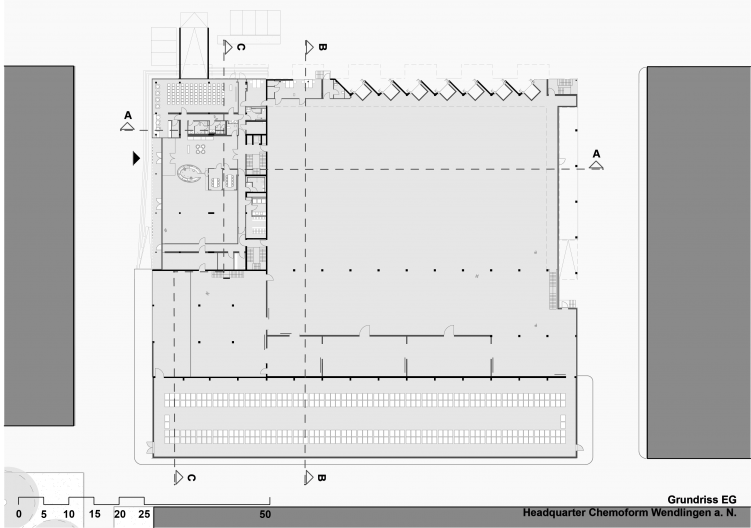 2531_Chemoform_GR-Ebene0_Z500 Headquarter Chemoform, Grundriss Ebene 0, M 1:500