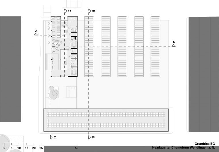 2531_Chemoform_GR-Ebene2_Z500 Headquarter Chemoform, Grundriss Ebene 2, M 1:500