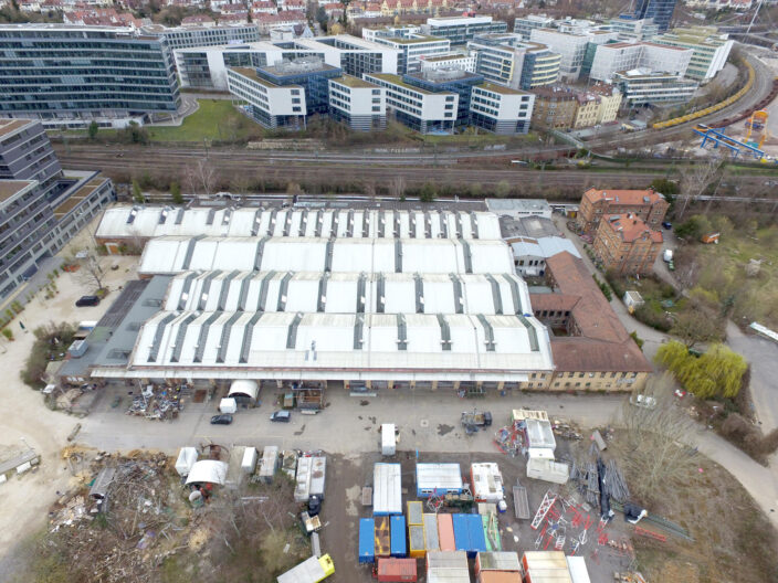 2022_B26_12-Wagenhallen-Stuttgart-Daniel-Stauch Überflugaußenperspektive Ursprungszustand der Wagenhallen Stuttgart